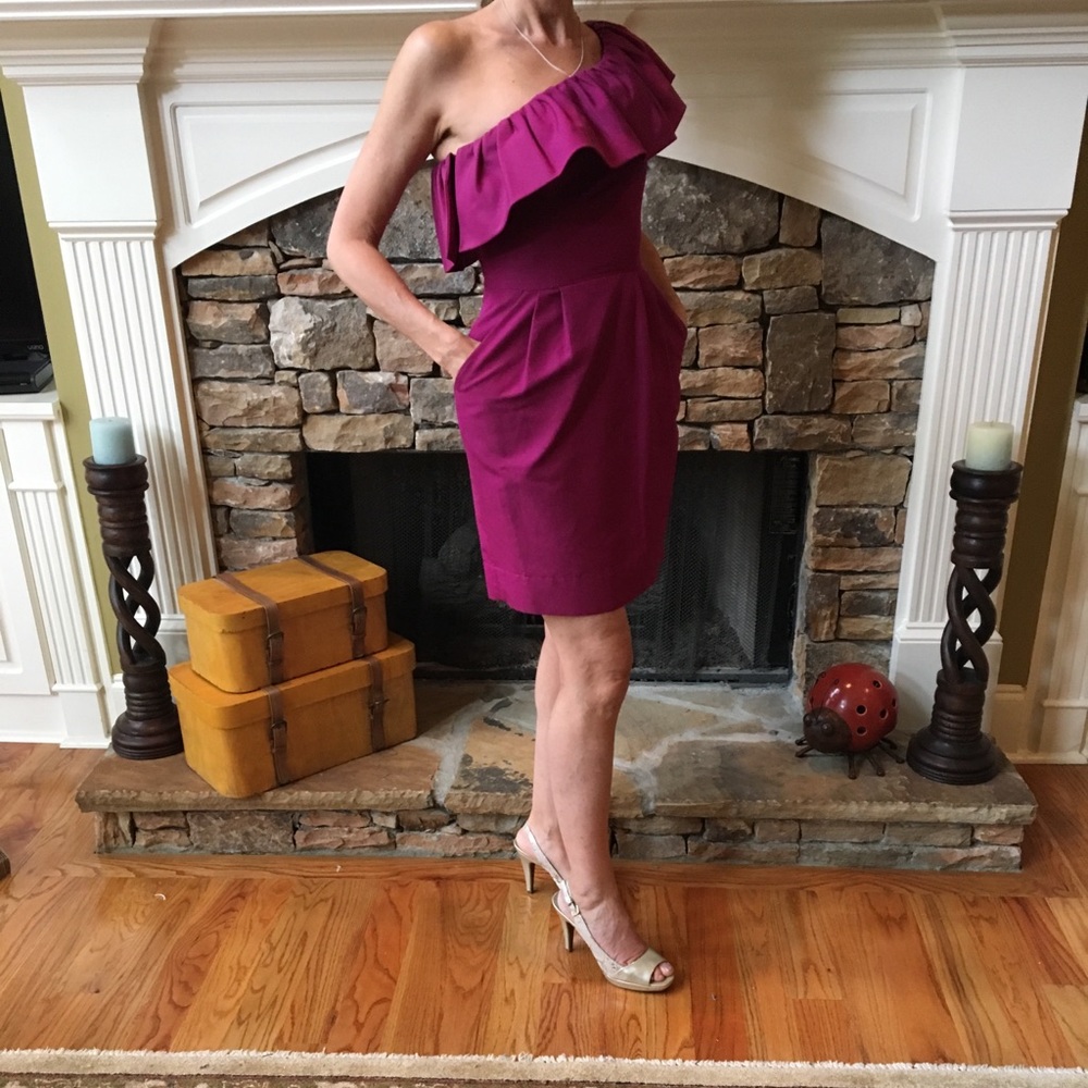 A Rebecca Taylor, raspberry, silk cocktail dress.
